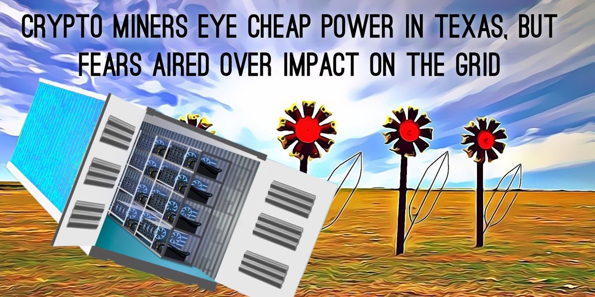₿ ⛏Crypto miners eye cheap power in Texas 🌵 🔋 but fears aired over impact on the grid.  
#crypto #mining #Bitcoin #cryptocurrency #Texas