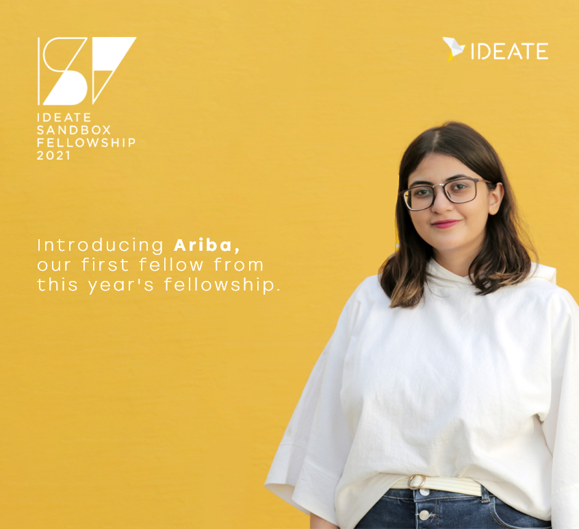 ideateinnov's tweet photo. Introducing Ariba, our first fellow from the IDEATE Sandbox Fellowship 2021. 

She's a Communication and Design junior at Habib University. She is especially interested in problem-solving and story-telling through the HCD approach.

#IDEATEInnovation #fellowship #designthinking https://t.co/uuvskuqfP2