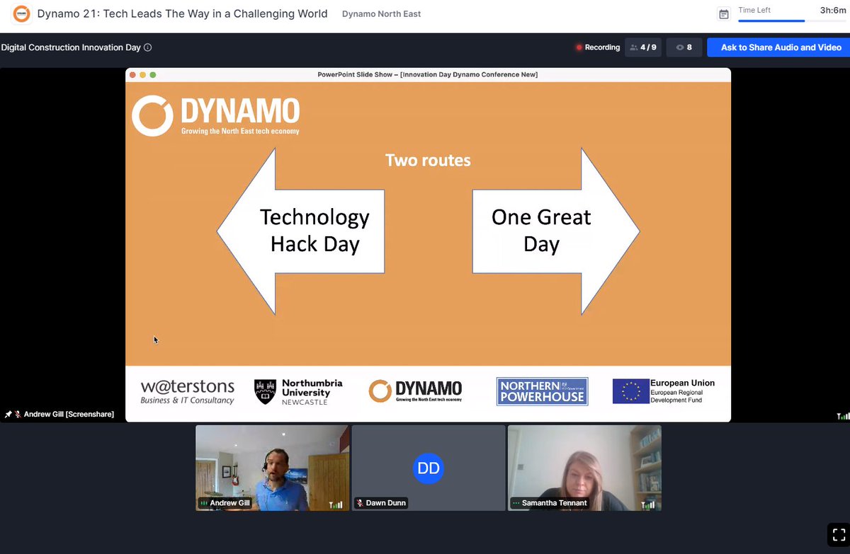 WaterstonsLtd's tweet photo. A short and sweet session at #Dynamo21 on the next #digitalconstruction #innovation day. We're running a hack day/great day with the winning team! For more and to sign up head here: https://t.co/RscOatyR23 https://t.co/o8KKJj5fRY