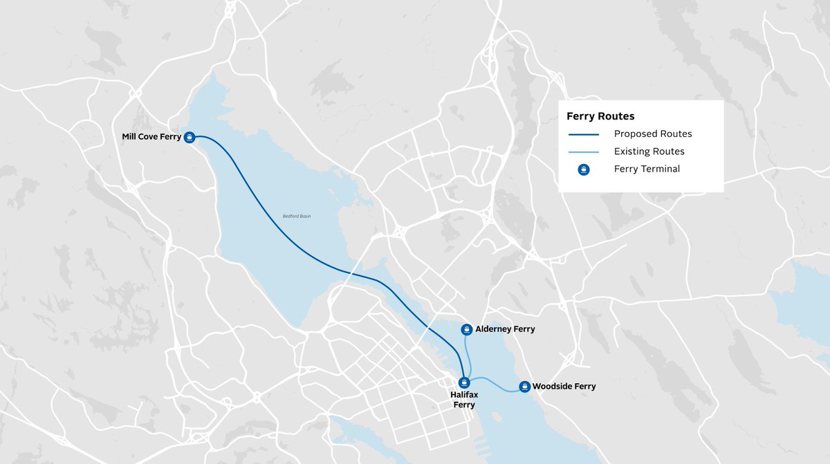 Here it is. The proposed new route for a new Bedford ferry to downtown Halifax that is receiving funding today. ⛴