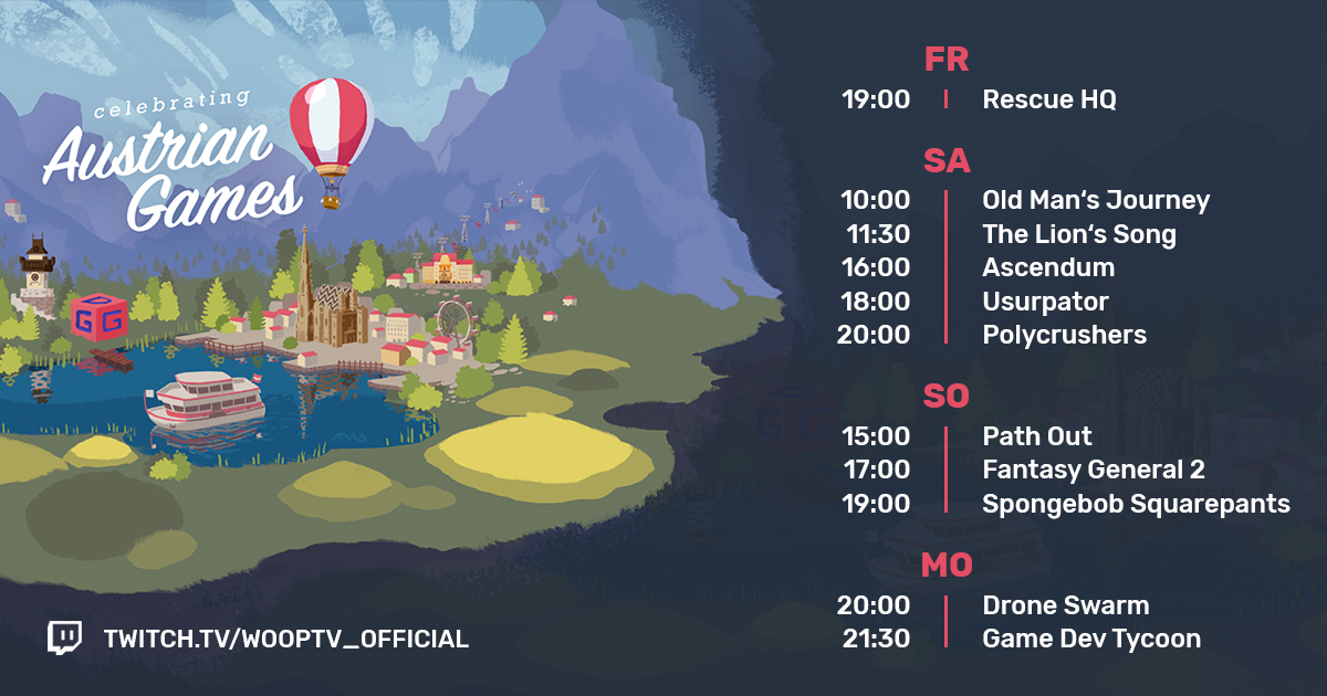 WoopTVGaming's tweet photo. From June 18th to 21st there will be an Austria sale on Steam and we'll be there! We're testing some cool games for you all weekend long!
#wooptv #getwooped #woopertrooper #gaming #games #streaming #livestream #twitchstream https://t.co/QMOwnQxd2o