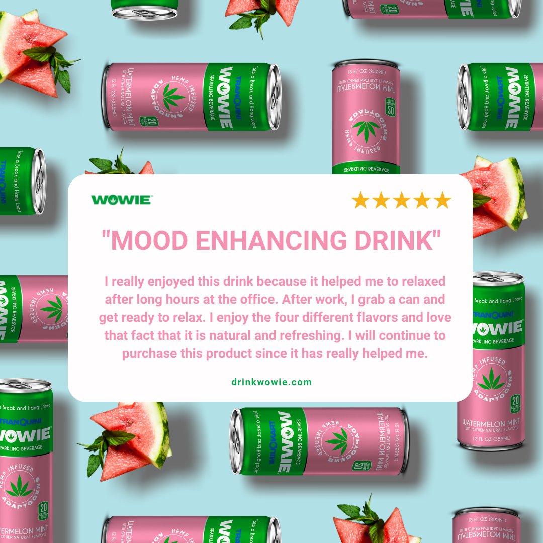 At last, an all-natural drink that actually works. Wowie infuses quality hemp and powerful natural adaptogens with no side effects for instant mood & mental relaxation - without the drowsy hangover. Relieve stress fast – when you most need it. #chamomileflower #greenteaextract