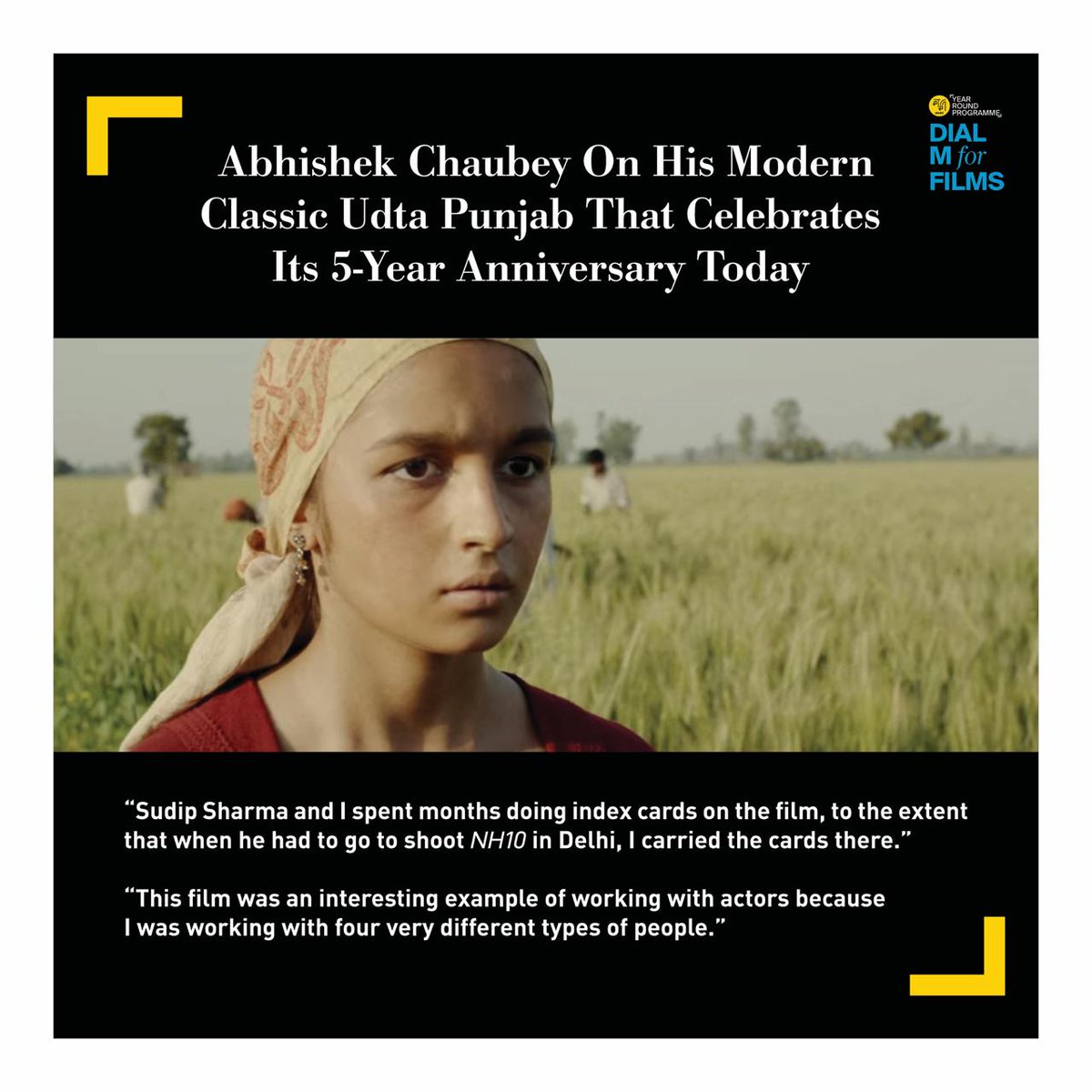 MumbaiFilmFest's tweet photo. Watch Abhishek Chaubey’s session on #DialMForFilms to get a sense of how he creates. He also spoke about #UdtaPunjab that he directed and co-wrote with screenwriter #SudipSharma. The film celebrates its five-year anniversary today. https://t.co/SoXQwUPU2n https://t.co/iXsYoTHFFn