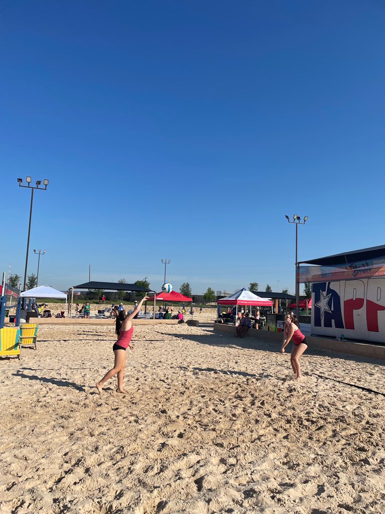 GenevaSchoolTX's tweet photo. Sophomores Kenzie Cates and Lilly Kaiser compete in the TAPPS Sand Volleyball Tournament in Ft. Worth! Go Eagles! https://t.co/SnB1UZHVKg