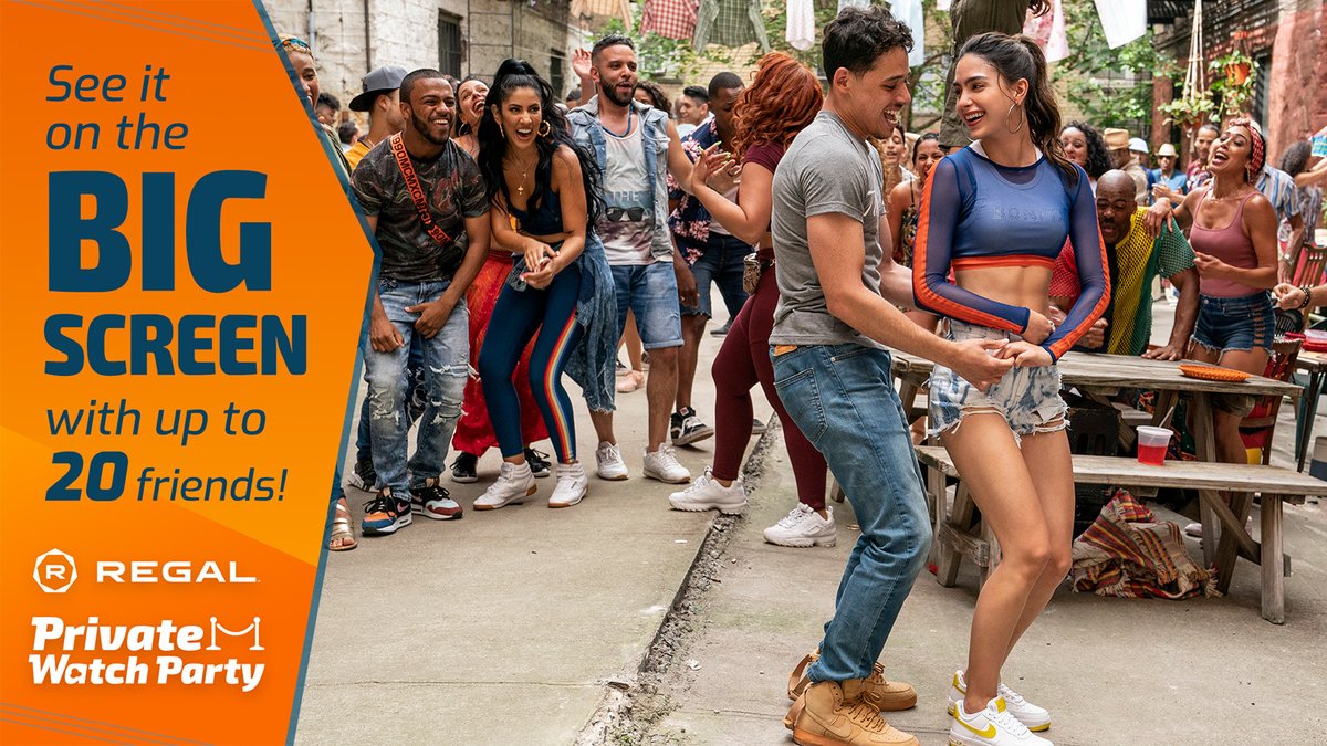 RegalMovies's tweet photo. Transport to Washington Heights during your own exclusive screening of #InTheHeightsMovie! QUOTE TWEET this with #ReturntoRegal for your chance to win a Private Watch Party for up to 20 people: https://t.co/coxI93bqo5 https://t.co/tEoXrc76EW