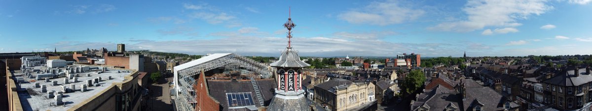 Panoramic image of the temporary roof &amp; scaffolding at our <a href="/HGtheatre/">Harrogate Theatre</a> project being completed.
#heritage #listed #listedbuilding #restoration #conservation #loveconstruction #cardinalltd #teamcardinal #projectmanagement #construction #building