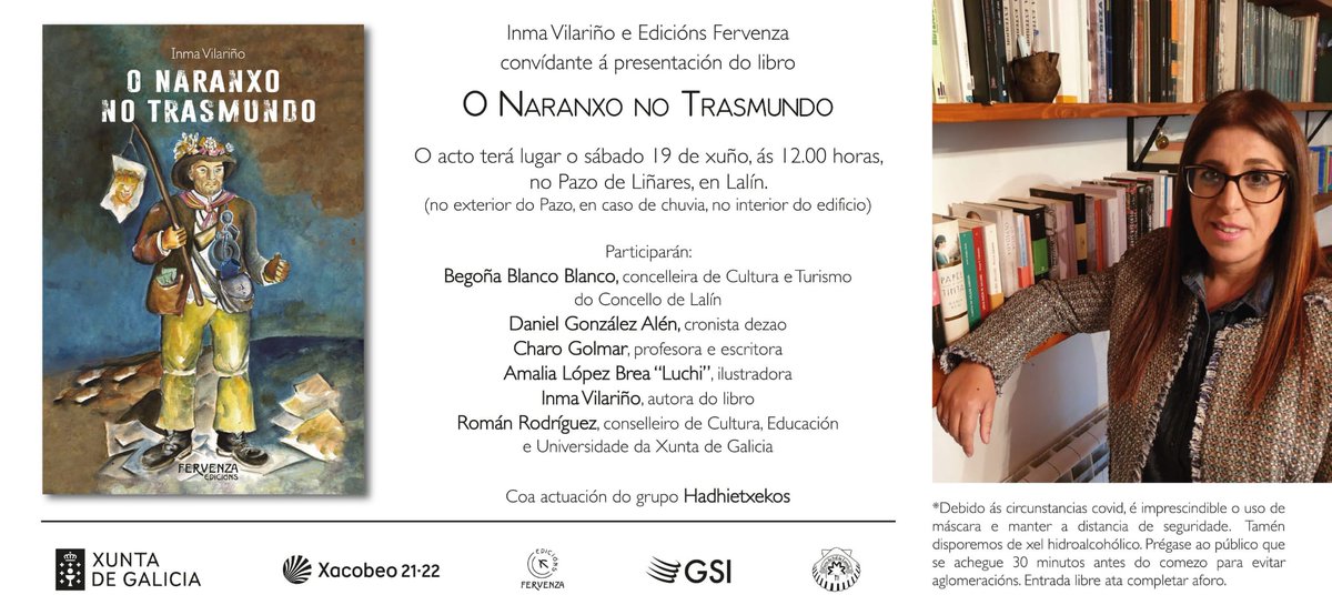 GsiSuministros's tweet photo. ✔️O sábado acompañaremos a 𝗜𝗻𝗺𝗮 𝗩𝗶𝗹𝗮𝗿𝗶ñ𝗼 𝗻𝗮 𝗽𝗿𝗲𝘀𝗲𝗻𝘁𝗮𝗰𝗶ó𝗻 𝗱𝗼 𝘀𝗲𝘂 1º 𝗹𝗶𝗯𝗿𝗼✍️ 📙 “𝗢 𝗡𝗮𝗿𝗮𝗻𝘅𝗼 𝗻𝗼 𝗧𝗿𝗮𝘀𝗺𝘂𝗻𝗱𝗼” 𝗲𝗻 𝗟𝗮𝗹í𝗻. 
✔️Editado por @edicionfervenza , coa colaboración da @Xunta , @GsiSuministros  e Porta do Sol de Lamela https://t.co/qkQB2zqXQn