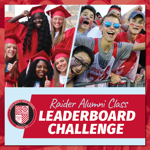 RegisJesuitHS's tweet image. #GreatRaiders: where does your class rank in the Raider Alumni Class Leaderboard Challenge? If you haven’t already made a gift this year, be sure to help your class move up the leaderboard with a gift to #SupportRJ before June 30. Join the challenge: giving.regisjesuit.com