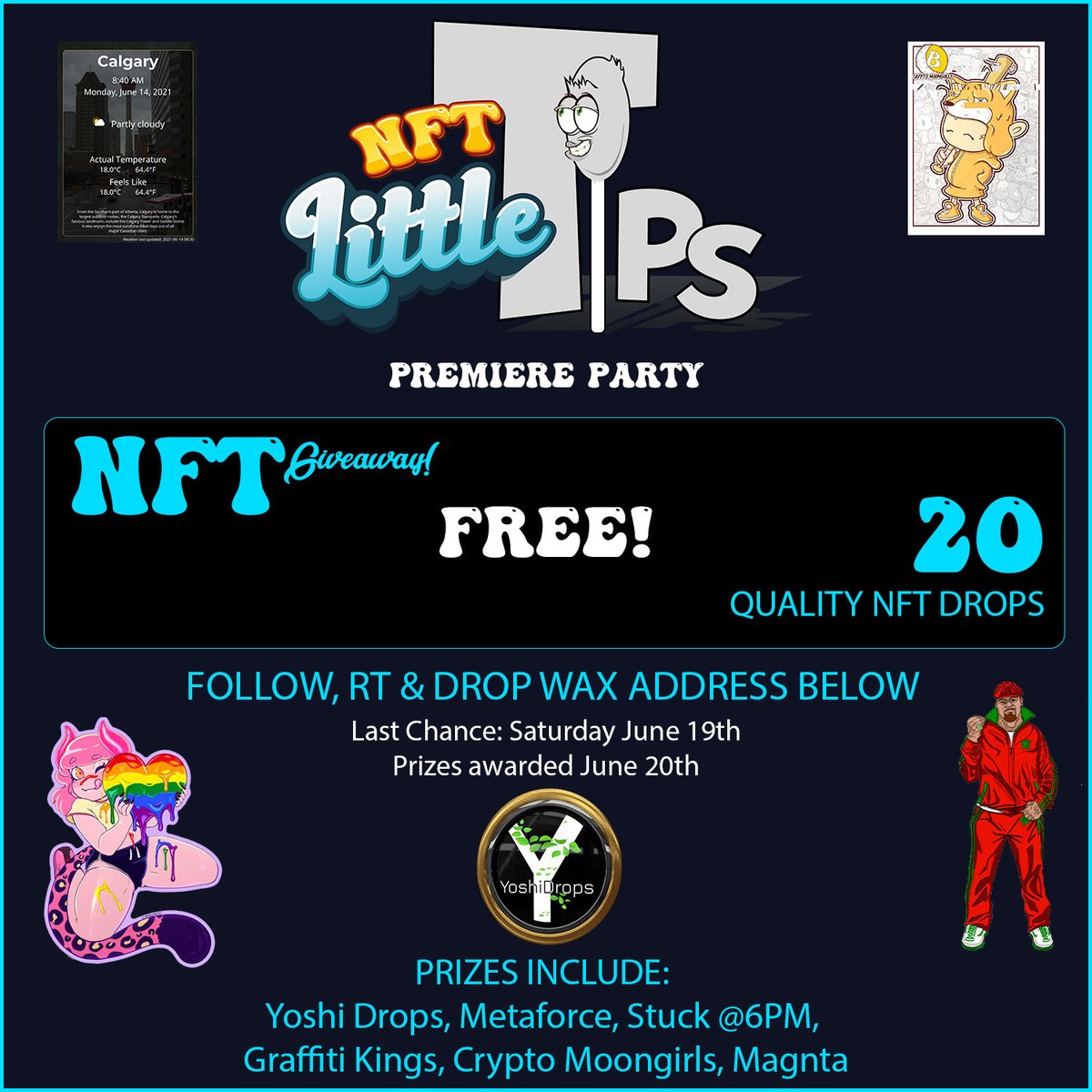 DasBTCMustang's tweet photo. Reminder! Premiere Party #NFT Giveaway.
RT, Follow &amp; drop Wax addy below. 
Ends: 6/19 

There will be #yoshicoin  included! https://t.co/XrAUXzI9Yk