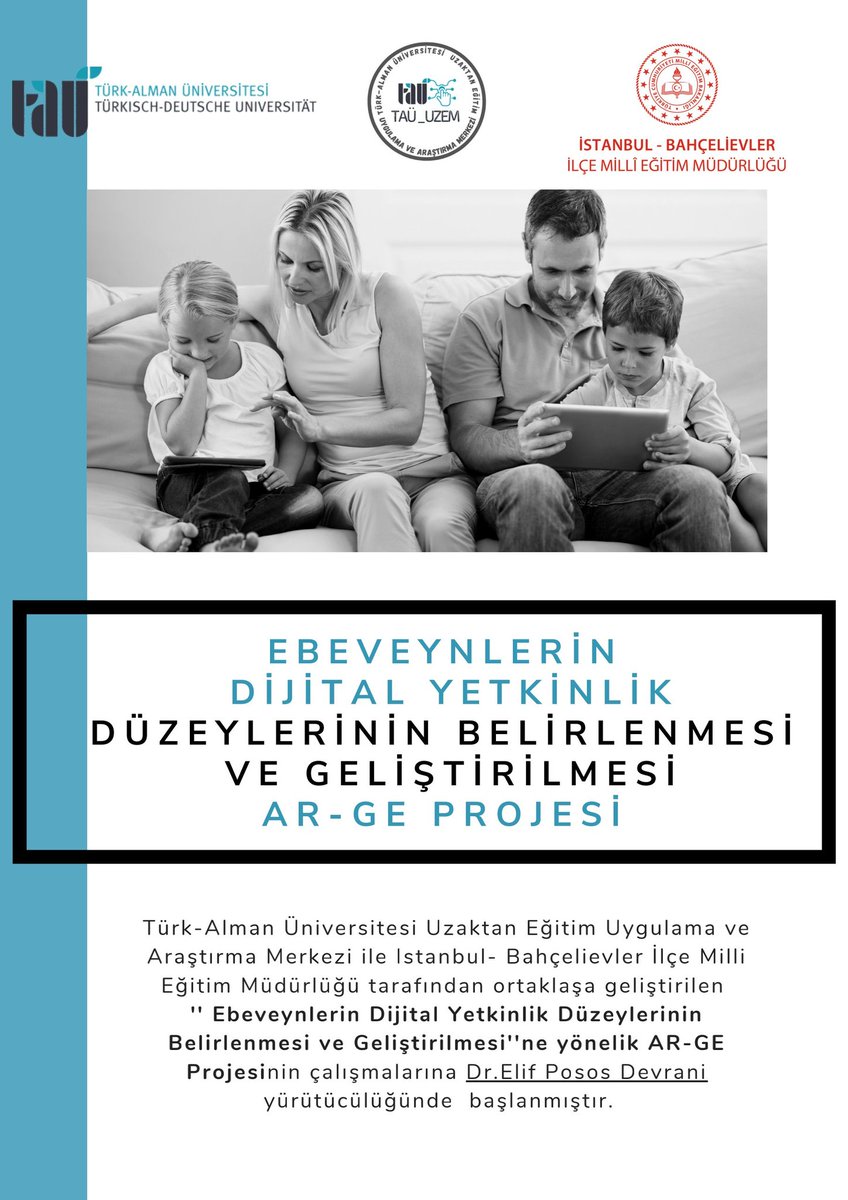 ✨Müdürlüğümüz ve <a href="/tau_uzem/">TAÜ-Uzem</a> iş birliği, Dr. <a href="/elifposos/">Elif Posos Devrani</a> yürütücülüğü ile düzenlenen "Ebeveynlerin Dijital Yetkinlik Düzeylerinin Belirlenmesi ve Geliştirilmesi AR-GE Projesi" çalışmalarımız başlamıştır👏
<a href="/tcmeb/">Millî Eğitim Bakanlığı</a> <a href="/tauedutrde/">Türk-Alman Üniversitesi</a> <a href="/istanbulilmem/">İstanbul İl Millî Eğitim Müdürlüğü</a> <a href="/memleventyazici/">Levent Yazıcı</a> <a href="/EminCikrikci/">Emin ÇIKRIKÇI</a> <a href="/mona_aykul/">Mona Aykul</a>