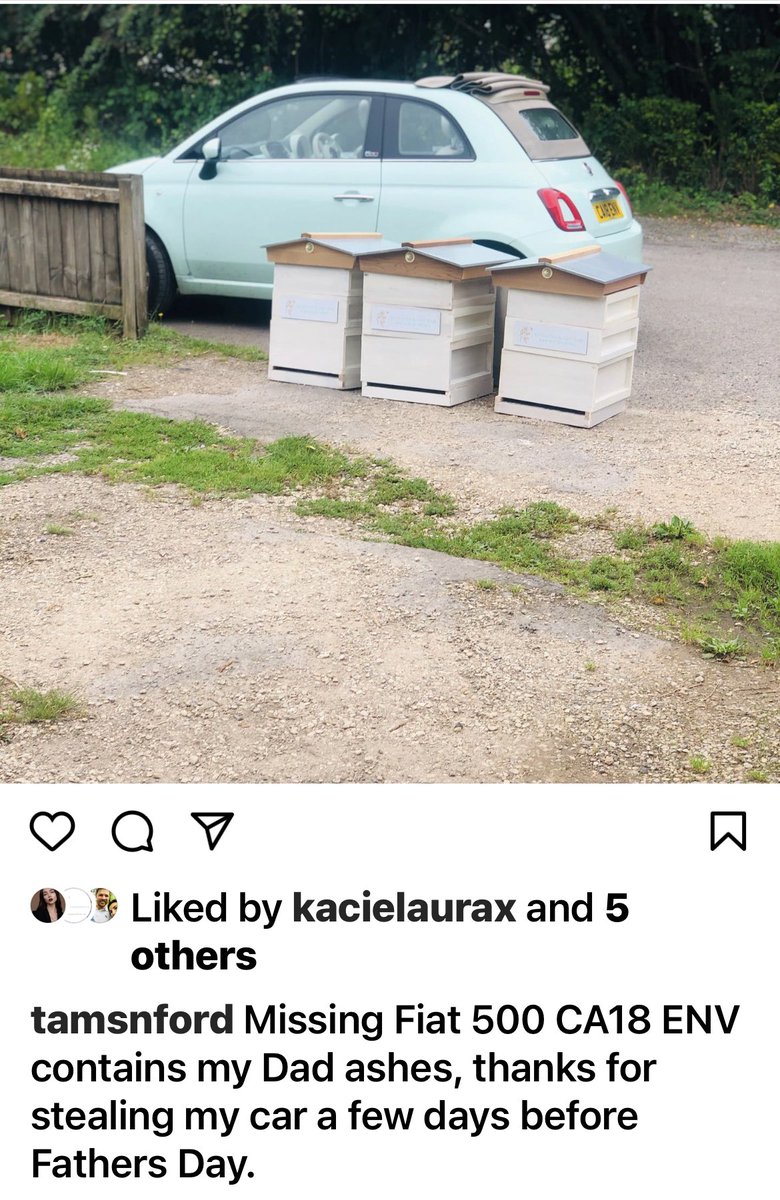 Missing Fiat 500 taken this morning with my Dads ashes in the glove box