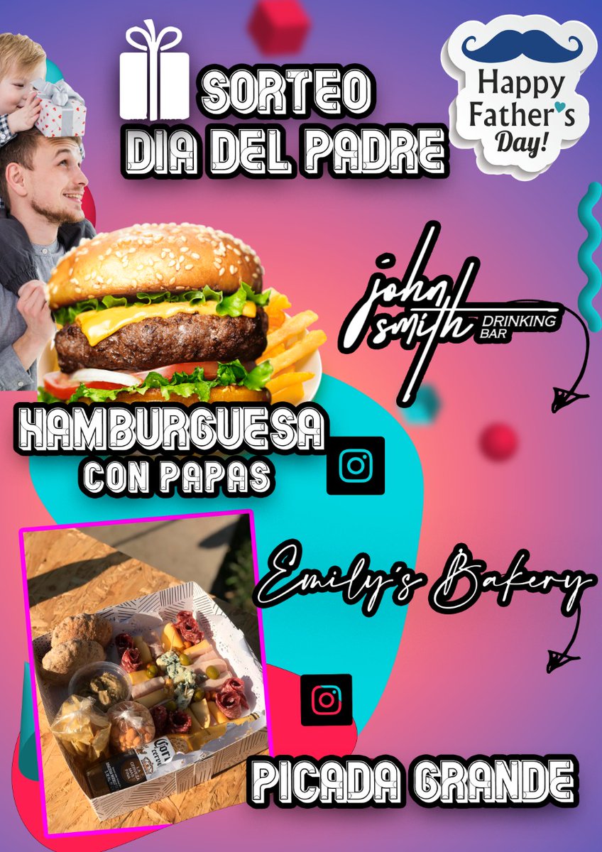 Soffialeiva1's tweet photo. ✨SORTEO DÍA DEL PADRE✨ (INSTAGRAM)

➡️ Pasos a seguir:
1) Mg ❤️a la publicación
2) Seguir a ambas cuentas ✔️
3) Compartir la publicación en tu historia y etiquetarnos @johnsmith.tuc y @bakery_emilys

➡️SE SORTEA EL SÁBADO 19/06 🎉🎉 https://t.co/CwZDyXF2FB