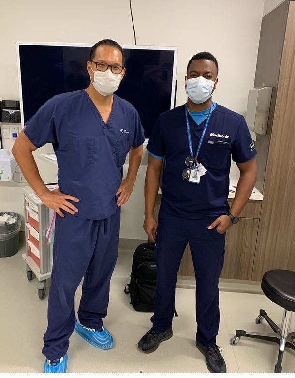 AustinGastro's tweet photo. You canโt see it but Dr. Tsai and Quentin (our @Medtronic rep) are all ๐ under those masks! They just performed their first #colonoscopy cases using GI Genius - an enhanced #endoscopy module that uses AI. Polyps were found in all cases ๐ฏ #KeepAustinScreened https://t.co/qeKzlnTPKY