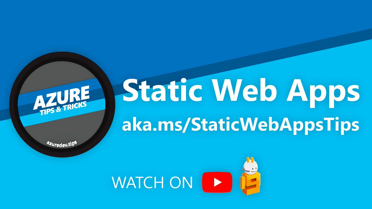 's tweet image. Hey, wanna bring your Static Web Apps to the next level? Or just know what all the fuss is about? We got you covered!
✋ Get started with hands-on videos
🧰 Learn all the tricks of the toolbox
🚀 Advanced tips and more!
aka.ms/StaticWebAppsT…
#swatips #AzureTipsAndTricks
