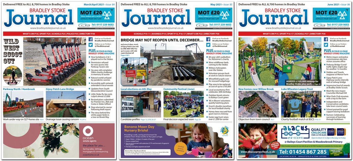 TheBSJournal's tweet photo. Advertise in Bradley Stoke's biggest and best community news magazine. Book now for our JULY/AUGUST issue, delivered to 8,700 homes on the weekend of 10th/11th July. Phone us on 01454 300 400 to book your space. https://t.co/xNvlAWa7uA #hyperlocal #Bristol #SouthGlos #BS32 https://t.co/ysFmkzIhrY