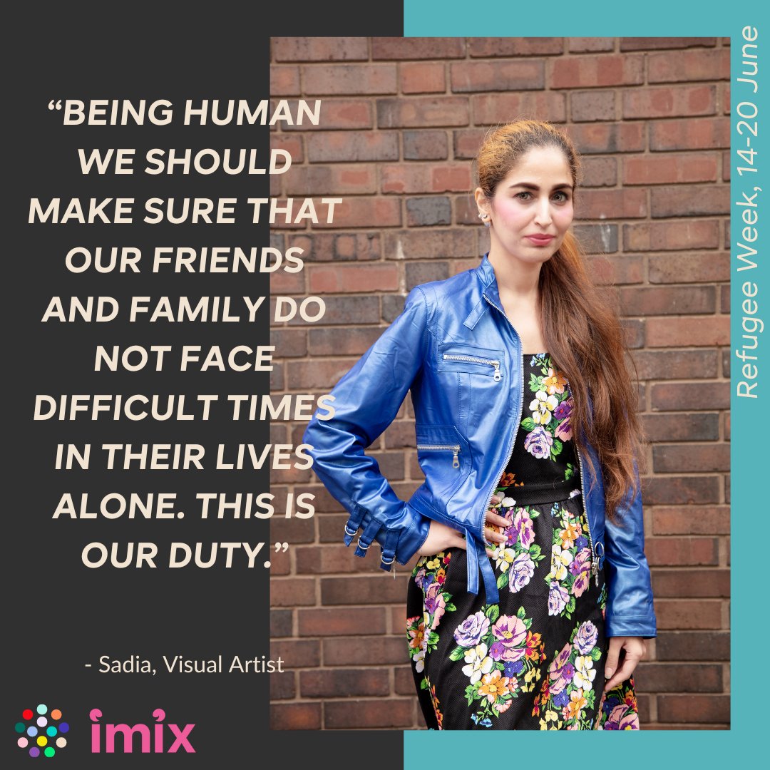 IMIX_UK's tweet photo. 'There are times in our lives when we need someone to walk with us' @Diyabutt is a visual artist &amp; one of the #RefugeeWeek2021 ambassadors. It's been such a privilege to work with them this year to tell their stories &amp; hear their views on the theme #WeCannotWalkAlone @D6culture https://t.co/XWuGAJJzza