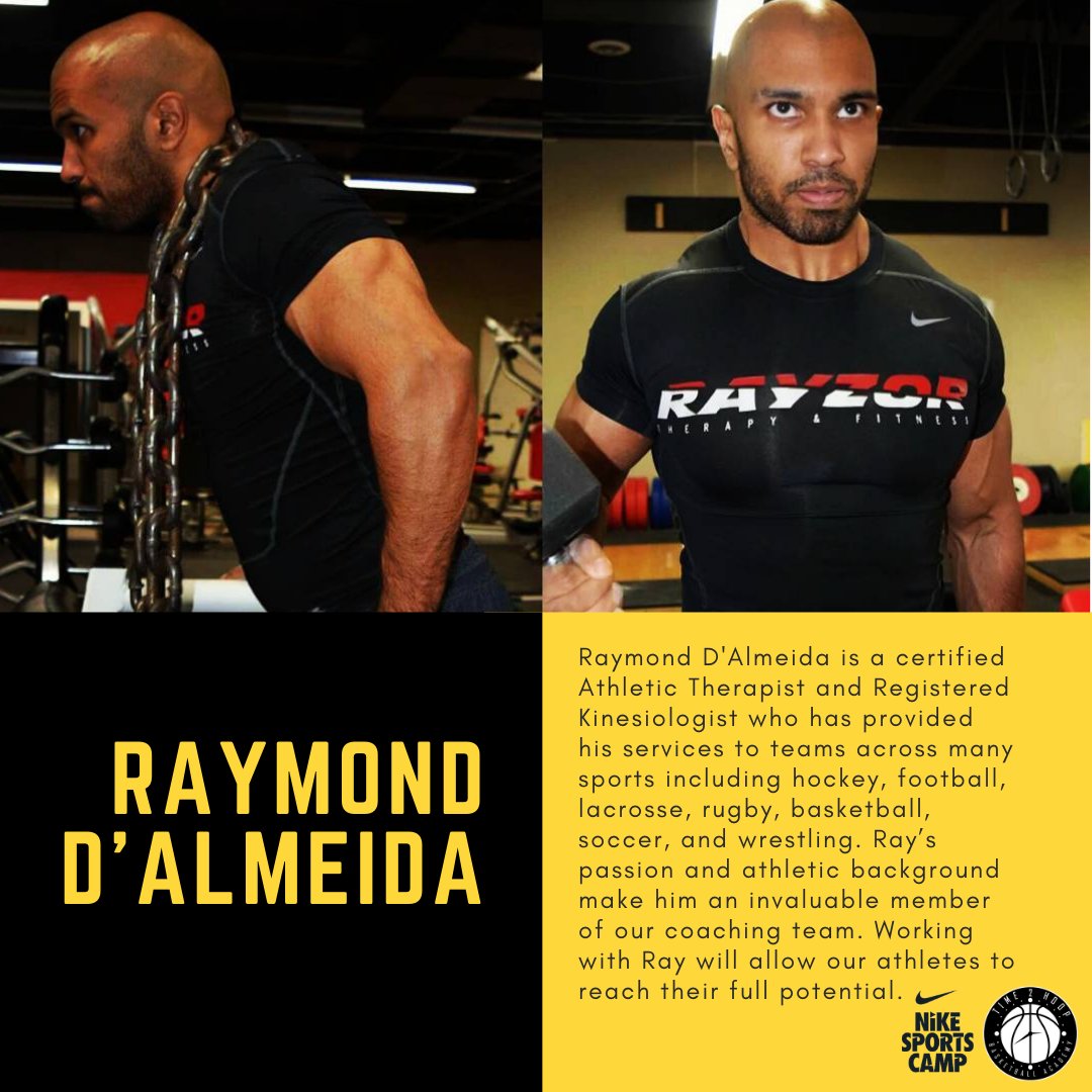 Welcome Raymond D'Almeida from Rayzor Fitness to our coaching team! Ray will be present at all of our camps and our strength and conditioning days this summer. 
🔗Visit sportscampscanada.com/camps/nike-bas… to learn more and register. 

#Time2Hoop | #YourTime

#Nike #NikeSportsCamps
