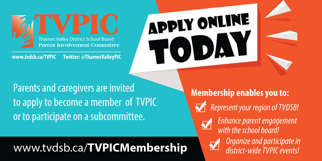 TVPIC (@thamesvalleypic) on Twitter photo Parents and caregivers are invited to apply to become a member of TVPIC or to participate on a subcommittee. Apply online by June 18th: tvdsb.ca/TVPICmembership <a href="/TVDSB/">Thames Valley DSB</a> Parents and caregivers are invited to apply to become a member of TVPIC or to participate on a subcommittee. Apply online by June 18th: tvdsb.ca/TVPICmembership <a href="/TVDSB/">Thames Valley DSB</a>