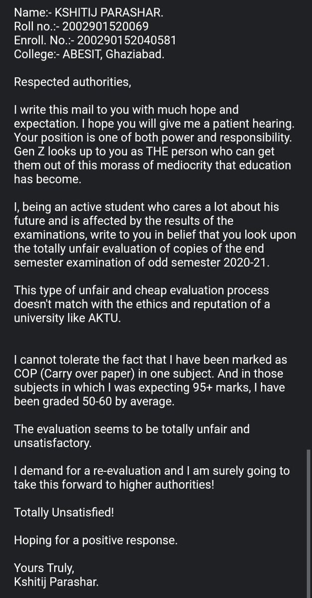 __kp1208__'s tweet photo. Totally unfair evaluation done by @AKTU_Lucknow in the end semester examination 2020-21.
@CMOfficeUP @AKTU_Lucknow @AktuStudents @PrakashJavdekar @DrRPNishank @myogiadityanath @myogioffice @ABPNews @ZeeNews @aajtak @CNNnews18 @ANI @ndtv @News24 @ugc_india https://t.co/KzJwlkD5r8