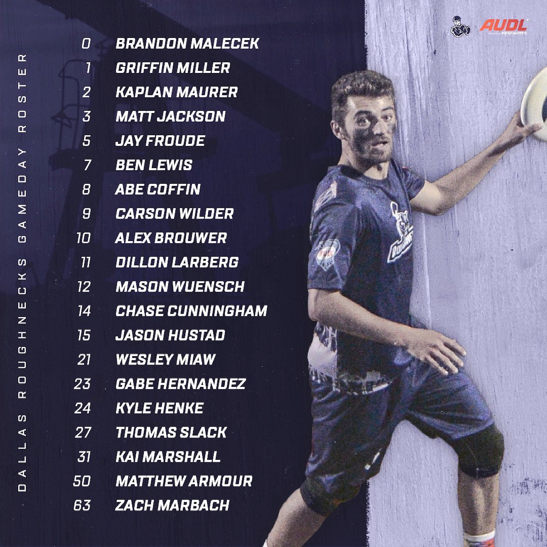Dallas_Legion's tweet photo. Gameday roster for TOMORROW‘S home game against the Aviators. See you at 7:30pm at John Paul II High School. Let’s go Necks! https://t.co/42W8kGf2fn