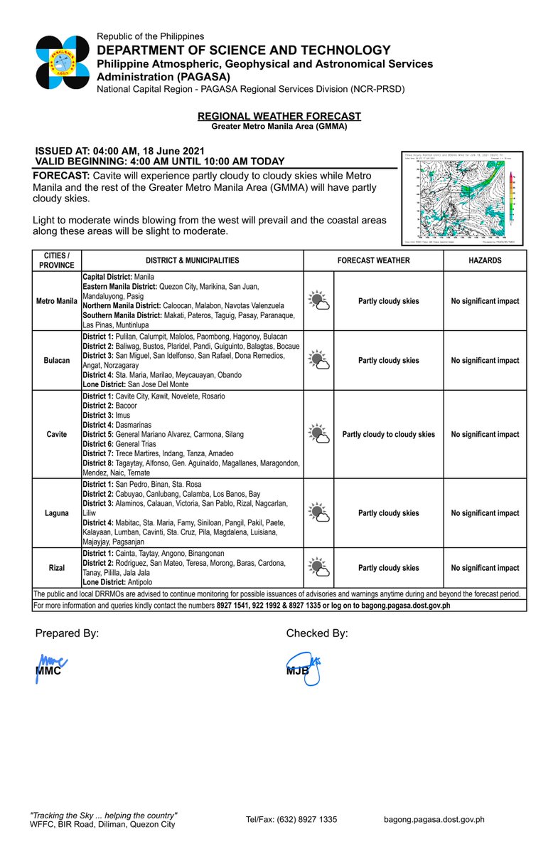Pagasa Dost Regional Weather Forecast For Greater Metro Manila Area Gmma Ncr Prsd Issued At 4 00 Am 18 June 21 Valid Beginning 4 00 Am 10 00 Am Today T Co Firekijvad T Co Xzj8efqg06