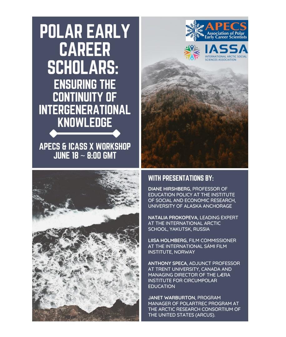 Polar_Research's tweet photo. APECS, the International PhD School, and the Læra Institute for Circumpolar Education are organizing a workshop on 18 June @ #ICASSX: 'Polar Early Career Scholars: Ensuring the Continuity of #IntergenerationalKnowledge'!
Register: https://t.co/p3iLLvxbXB
#phdchat #STEM #Arctic https://t.co/wdwTTZUKYi