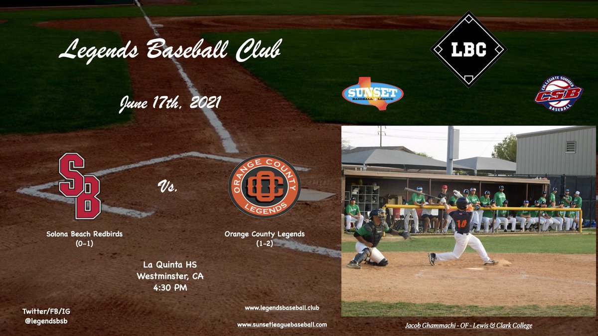 Legends Baseball Club 🌐 (@legendsbsb) on Twitter photo After a rough go around against the Oilers in yesterday’s home opener, the Legends look to regroup this afternoon against the Redbirds.
🍊 Orange County Legends 🍊
🆚 <a href="/sdtroskyredbird/">San Diego Trosky Redbirds Baseball</a>
📍La Quinta HS (Westminster)
⏰ 4:30 pm
📈 iScore iscoresports.com/central/redire… After a rough go around against the Oilers in yesterday’s home opener, the Legends look to regroup this afternoon against the Redbirds.
🍊 Orange County Legends 🍊
🆚 <a href="/sdtroskyredbird/">San Diego Trosky Redbirds Baseball</a>
📍La Quinta HS (Westminster)
⏰ 4:30 pm
📈 iScore iscoresports.com/central/redire…
