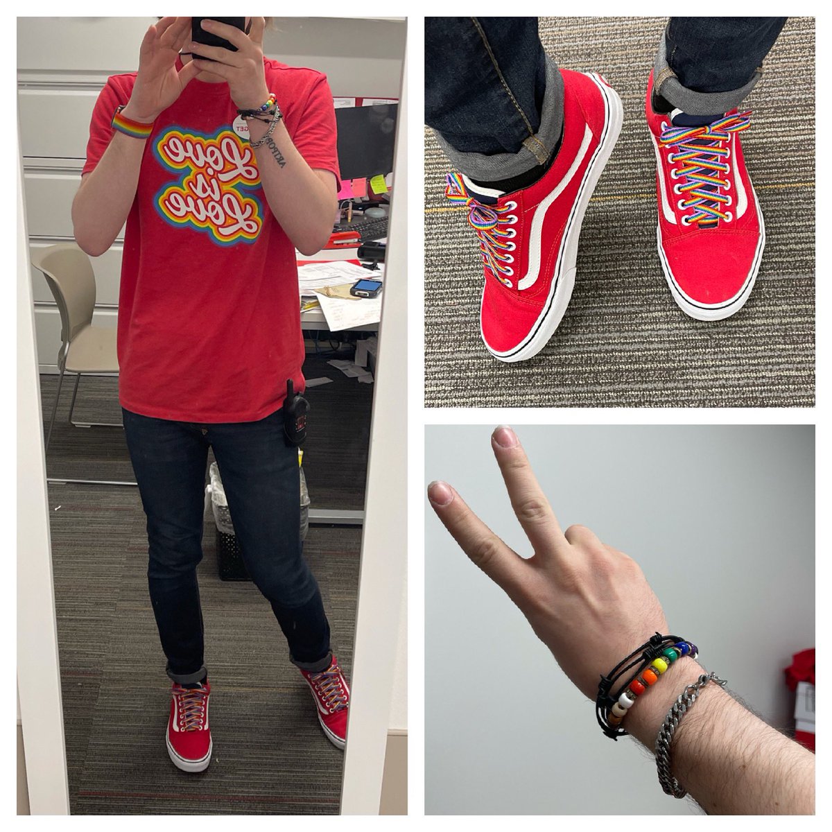 s_epling's tweet image. Category is: PRIDE! #BOTBOP 

Decked out in all my pride gear for this morning’s Be One Team call celebrating pride month and our 1 year anniversary ❤️🏳️‍🌈