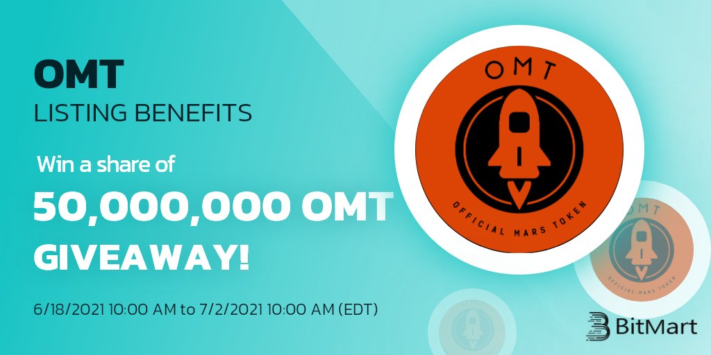 BitMartExchange's tweet photo. 🎉 #BitMart has opened the deposit feature for  @MarsTokenOMT 

🚀 $OMT/USDT pair will be available at 10 AM EDT, Jun 18!
🔥 To celebrate the listing, we are giving away 50,000,000 OMT 🔥

👉 Deposit now: https://t.co/rrTgfGhIFu 
👉 Details: https://t.co/0NwQ9J8EiX https://t.co/lYAA7RsPIj