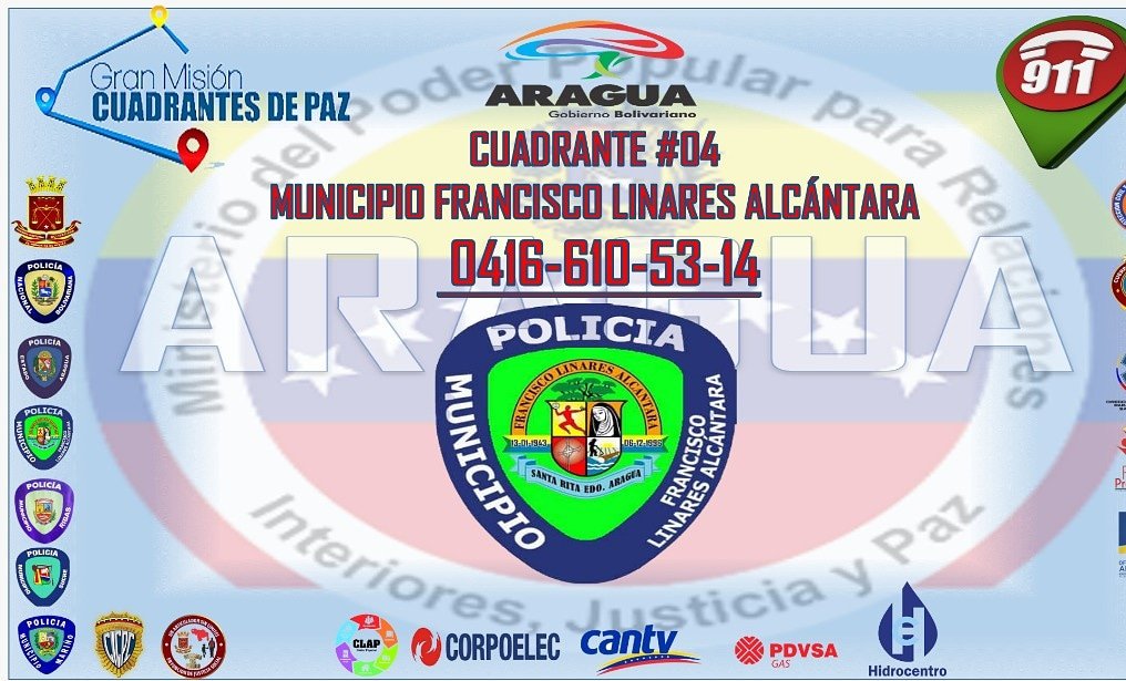 #17Junio La <a href="/policiafla01/">Policia Municipal Francisco Linares Alcántara</a> pone a disposición de toda la ciudadanía en @LinaresPotenci1 de nuestro número del <a href="/cuadrantdpaz/">Gran Misión Cuadrantes de Paz</a> 📲📲 0416-610-5314 #PuebloDefensorDeLaPatria <a href="/R_MarcoTorres/">Rodolfo Marco Torres</a> <a href="/gestionperfecta/">Carmen Meléndez</a> <a href="/Zamora_PSUV_/">Alexis Zamora</a> <a href="/Visipol_MIJP/">VISIPOL</a> <a href="/POLICIA_ARAGUA/">Policía del Estado Bolivariano de Aragua</a> @ProteccionFLA