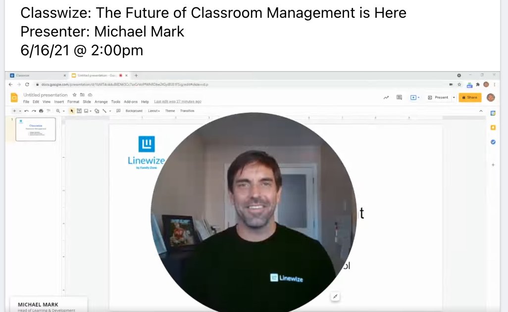 Thank you Michael Mark and <a href="/FamilyZoneUS/">Family Zone U.S.</a> for joining us for Tech Camp for Teachers 2021! We appreciate you sharing the benefits of Classwize with our attendees!