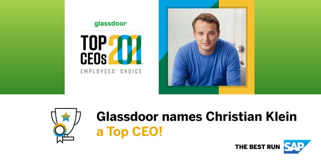 mevaduran's tweet image. SAP&apos;s @ChrstnKlein is a 2021 @Glassdoor Top CEO! 🎉 (via @SAPNews @LifeatSAP) #GlassdoorTopCEOs. Congrats @ChrstnKlein! #proudtobesap bit.ly/2SylLfT