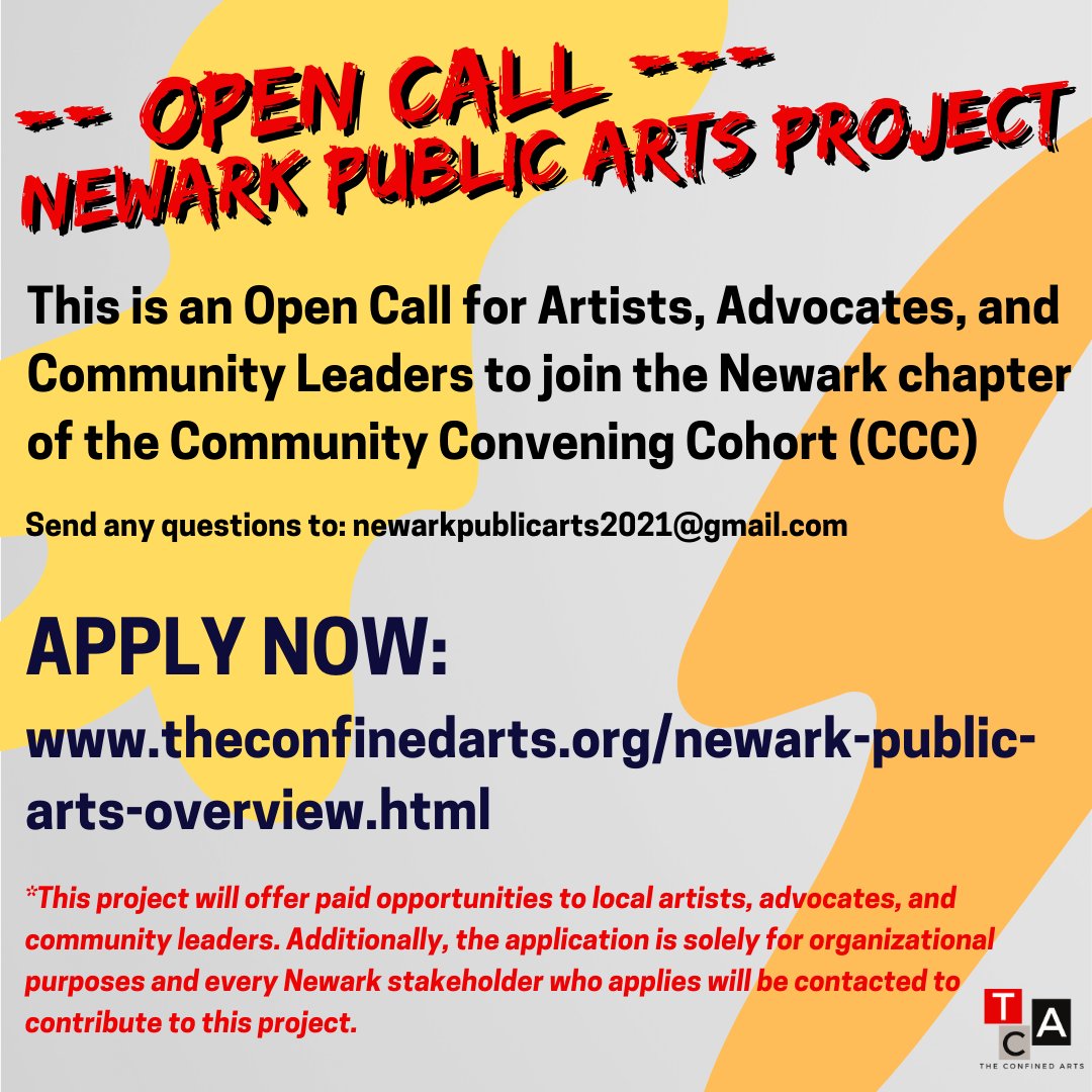 ChangeCenterCLS's tweet photo. Calling all Artists, Advocates, and Community Leaders to join the Newark chapter of the Community Convening Cohort! @theconfinedarts has created a community arts project that will promote the development of representative imagery in Newark. Apply here >>> https://t.co/hZsRwamb9o https://t.co/atehJmig9a