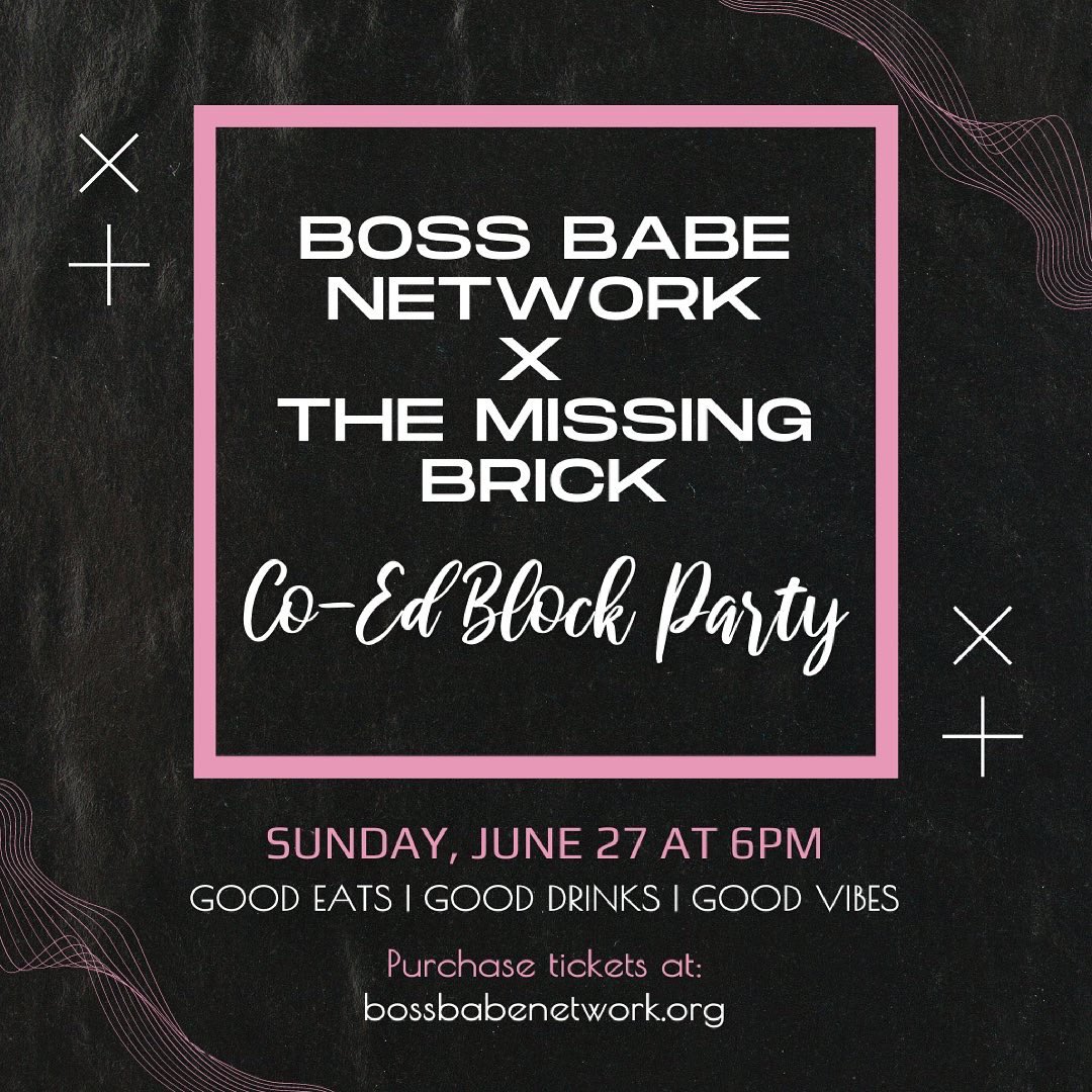 BossBabeNetwork's tweet photo. Our very FIRST CO-ED event on Sunday, June 27 at 6pm at @themissingbrickindy - IN 10 DAYS! Pull up to the Block Party! 🚗💨 

https://t.co/ZDyARJqEdd https://t.co/5GQqXgLUo4