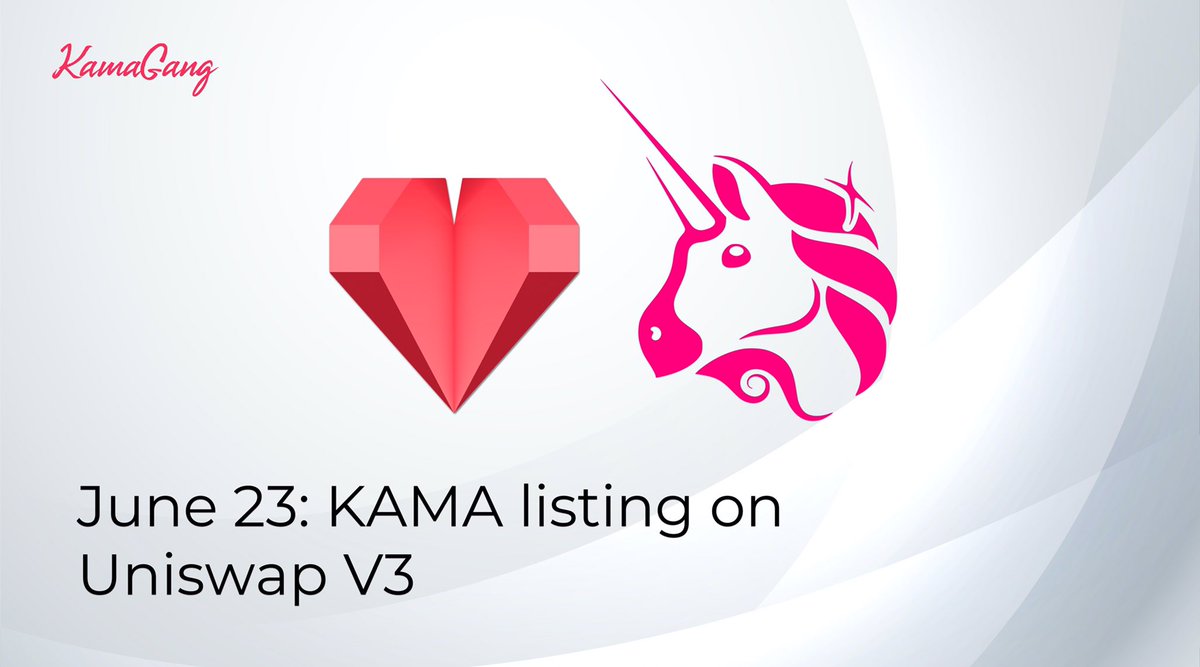 $KAMA Listing will begin on the 23 June <a href="/Uniswap/">Uniswap Labs 🦄</a> V3. 
1M $KAMA will be available for liquidity! 
Uniswap V3 link be available on our Official Twitter and Discord channels on Launch Date.    
Stay Kinky, stay tuned! 
#NFTcollectibles #NFT $ETH