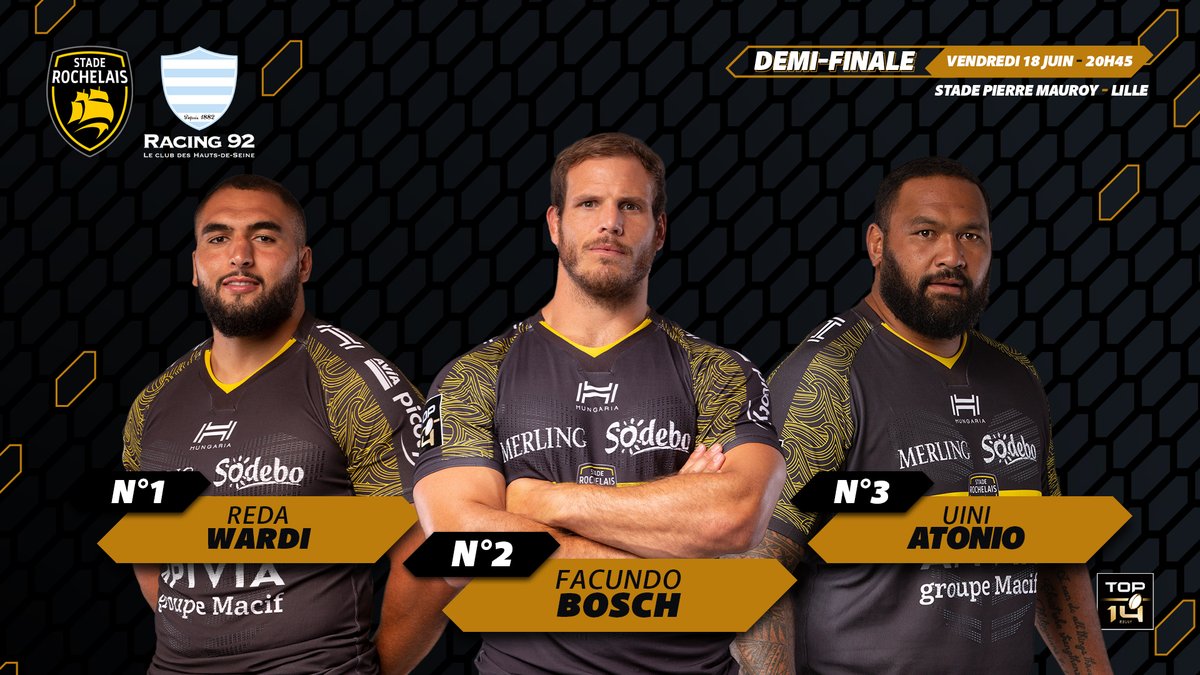 🔥Reda Wardi, <a href="/facu_bosch/">facu bosch</a> et <a href="/a_wingi/">Uini Atonio</a> en première ligne pour affronter le <a href="/racing92/">Racing 92</a> demain soir ! 

La compo 👉 staderochelais.com/actualites/new… #SRR92 #DemiesTop14 #Lille2021 #FievreSR