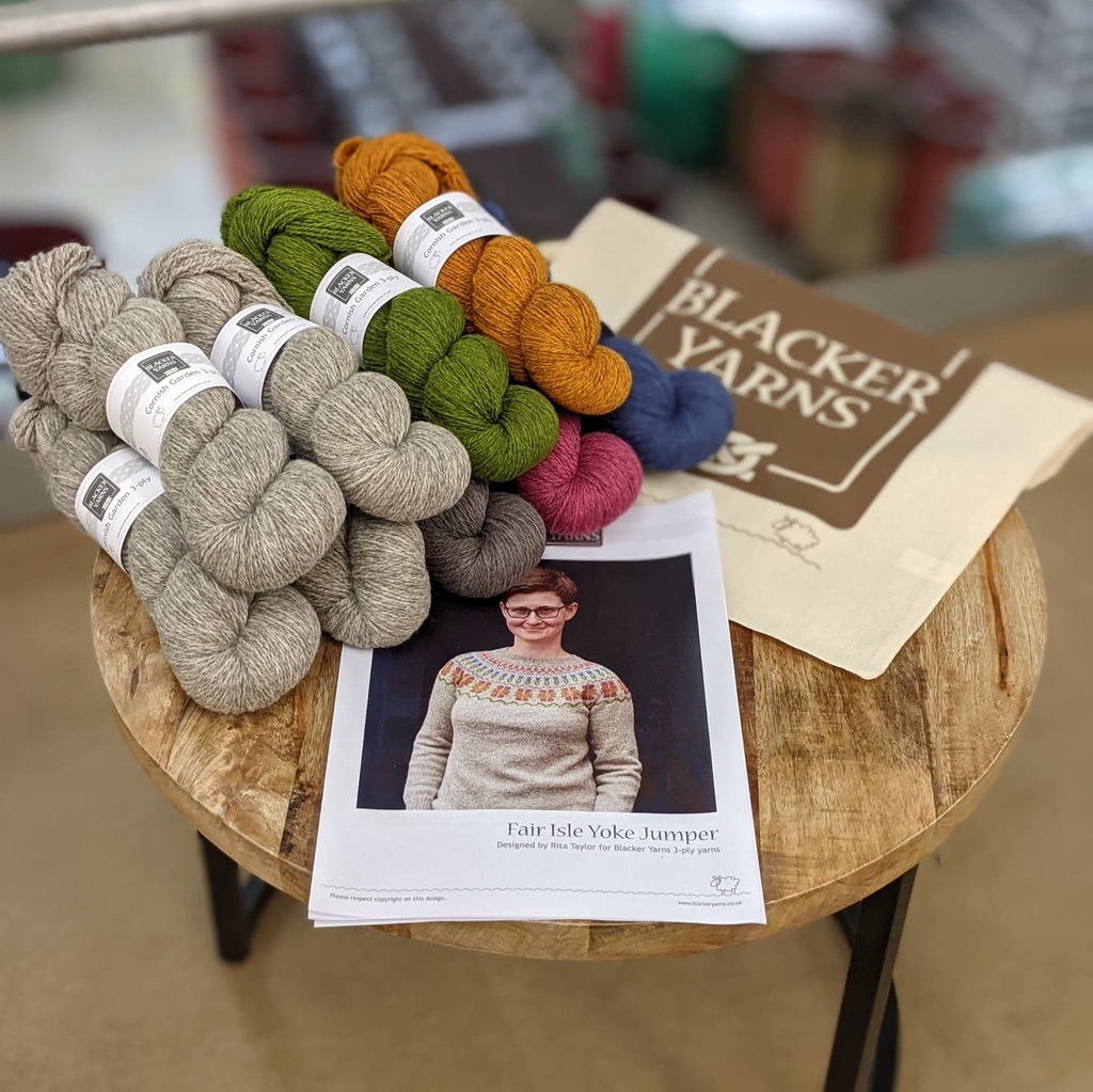 Our stunning Fair Isle Yoke jumper is now available as a project kit. The jumper has been designed in Cornish Garden 3ply and is a delight to knit &amp; wear! 
The Blacker Yarns newsletter will be out tomorrow! Sign up now to be the first to know about our newest kits, yarn &amp; offers.