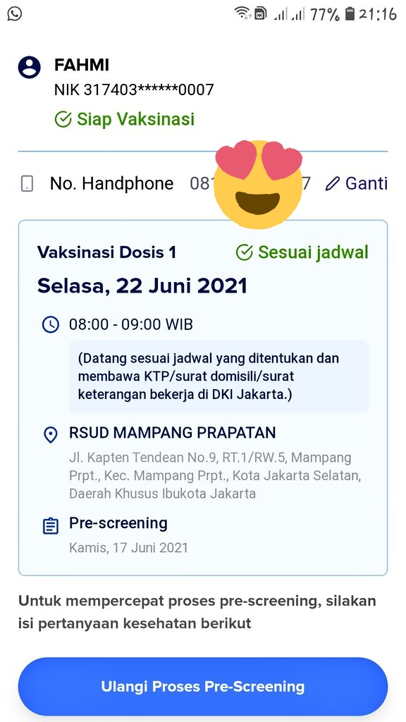 Siap di vaksin lewat aplikasi JAKI <a href="/aniesbaswedan/">Anies Rasyid Baswedan</a> <a href="/ArizaPatria/">Ariza Patria</a>