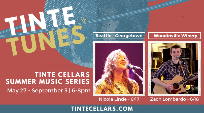 Join us at Tinte Cellars for our third annual Tinte Tunes summer music series featuring live performances by local musicians on Thursdays (Georgetown) &amp; Fridays (Woodinville Warehouse District Winery) from 6:00-8:00pmthrough September 3.  tintecellars.com