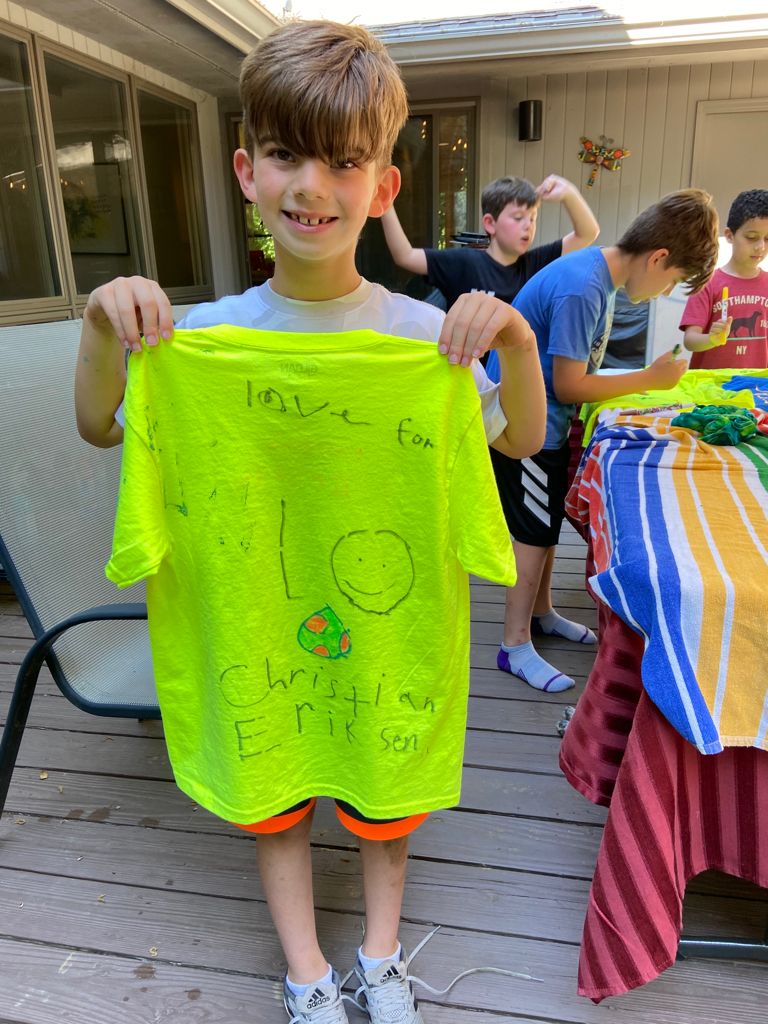 eldadgo's tweet photo. @ESPNFC My 8 yr old dedicated his 1st goal on Sunday to @ChrisEriksen8 and then made this shirt. Sending love from New York. https://t.co/gWc4qzZbVY