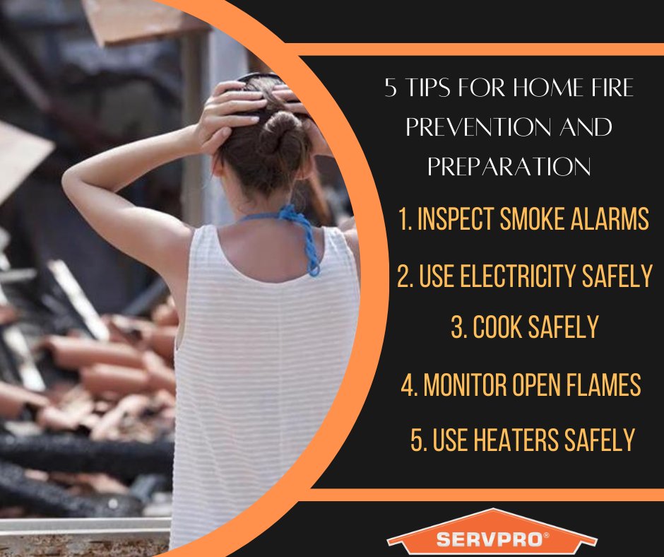 Fire prevention and preparation is very important. Here are 5 tips you can follow to be safe and prepared for fire damage. #firedamage #servpro
bit.ly/2XonHpW