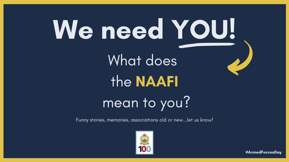 naafisocial's tweet photo. To celebrate #ArmedForcesDay this year, we are asking for your stories and memories! 🙌  

We are producing a video of people’s fond memories and NAAFI stories! if you’d like to get involved, reply 👇

We may ask you to record a short video for us 😀 https://t.co/B6f0RF8Ewu