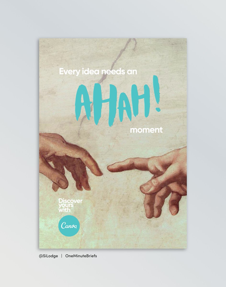 silodge's tweet photo. Last thought: Every idea needs an "ahah!" moment💡
Brief // Create exciting creative ads to show how easy-to-use, exciting & enjoyable @Canva presentations are! #EnjoyPresentations
@OneMinuteBriefs
#Poster #Ad #Advertisement #Presentations #Creative #Ahah #LightBulb #EveryIdea https://t.co/XCXPirIWol