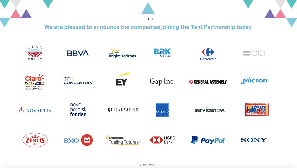 Excited to welcome 24 new companies to the #TentPartnership during #RefugeeWeek. 🙌📈🎉
 
From launching new hiring &amp; training initiatives, to creating products that meet refugees’ needs, these companies are committed to improving the lives of #refugees. tent.org/members