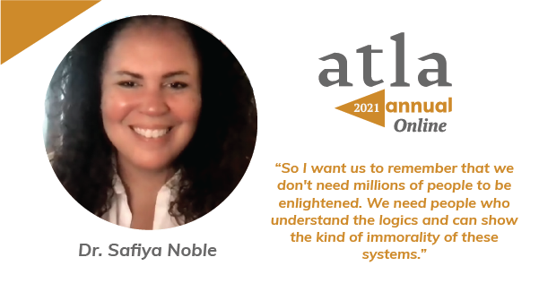 YourAtla's tweet image. What a wonderful session with Dr. Safiya Noble (@safiyanoble)!
What were your takeaways? 
#algorithmsofoppression
@C2i2_UCLA 
#atla21