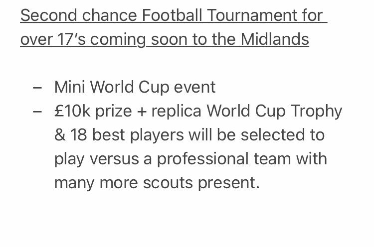 If you know of any boys that you would like to put forward for this, please DM me and I can give you more details and further information.