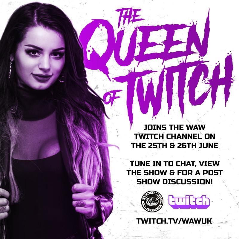 WAW_UK's tweet photo. BREAKING NEWS!

Look who's joining us on Twitch for our shows on Friday &amp; Saturday next weekend!

Tune in to chat, watch the show + participate in a post-show discussion with the Queen of Twitch, former WWE Divas champion @RealPaigeWWE.

Visit our Twitch: https://t.co/XCqd4pG52W https://t.co/Hv2yhjWWr6