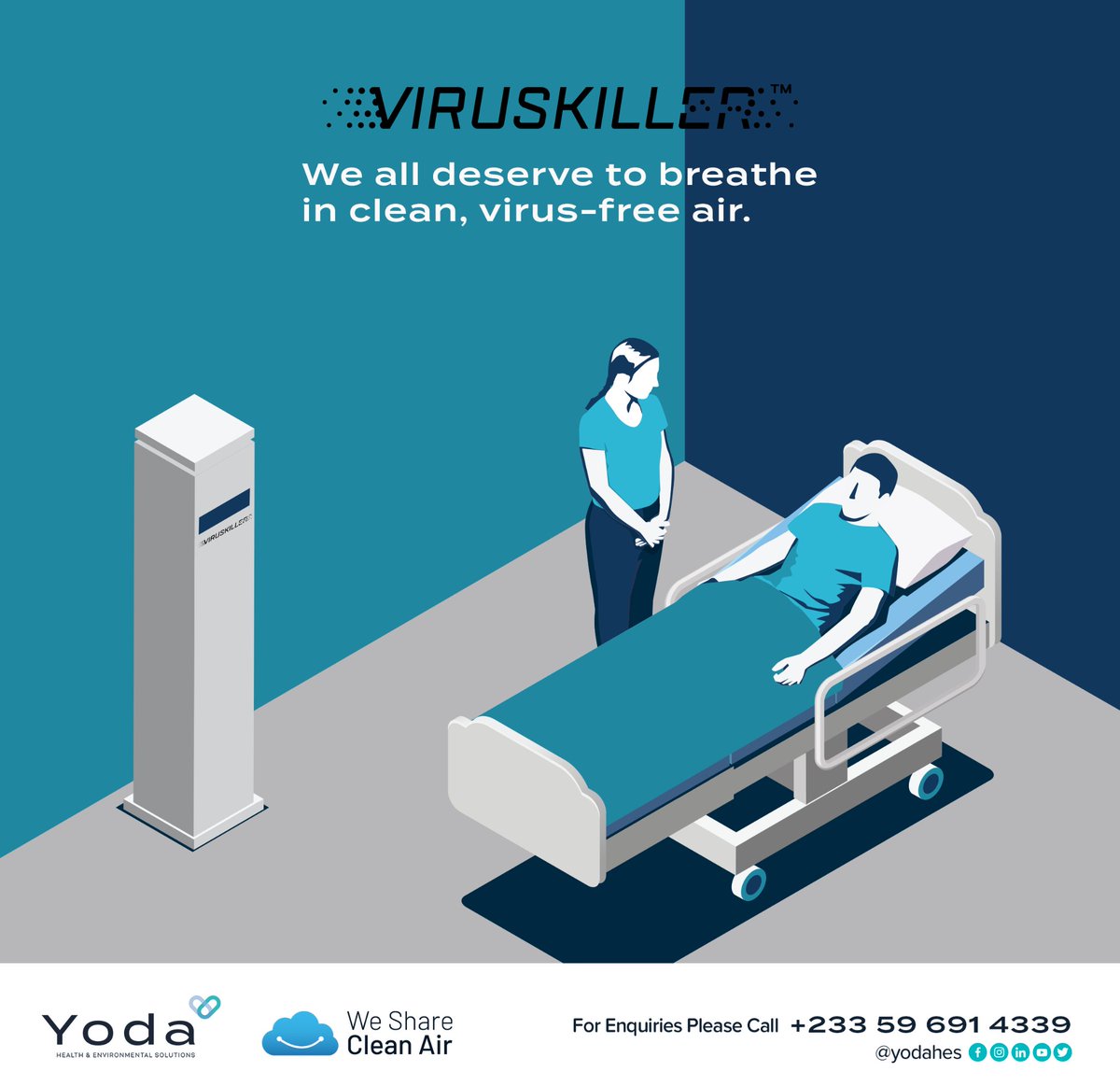 VIRUSKILLER TM airflow control ensures the protection of the breathing zone in a room, helping to minimize cross-infection between the healthy and the sick. #WeShareCleanAir