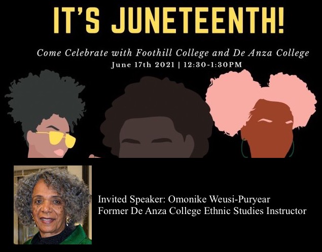 TODAY,  12:30-1:30 p.m., we're celebrating #Juneteenth2021 with the Foothill and De Anza Black Student Unions! #Juneteenth #iamfoothill #ChangeMaker <a href="/FoothillBsu/">Foothill BSU</a>
foothill.edu/events/?sr=2&r…