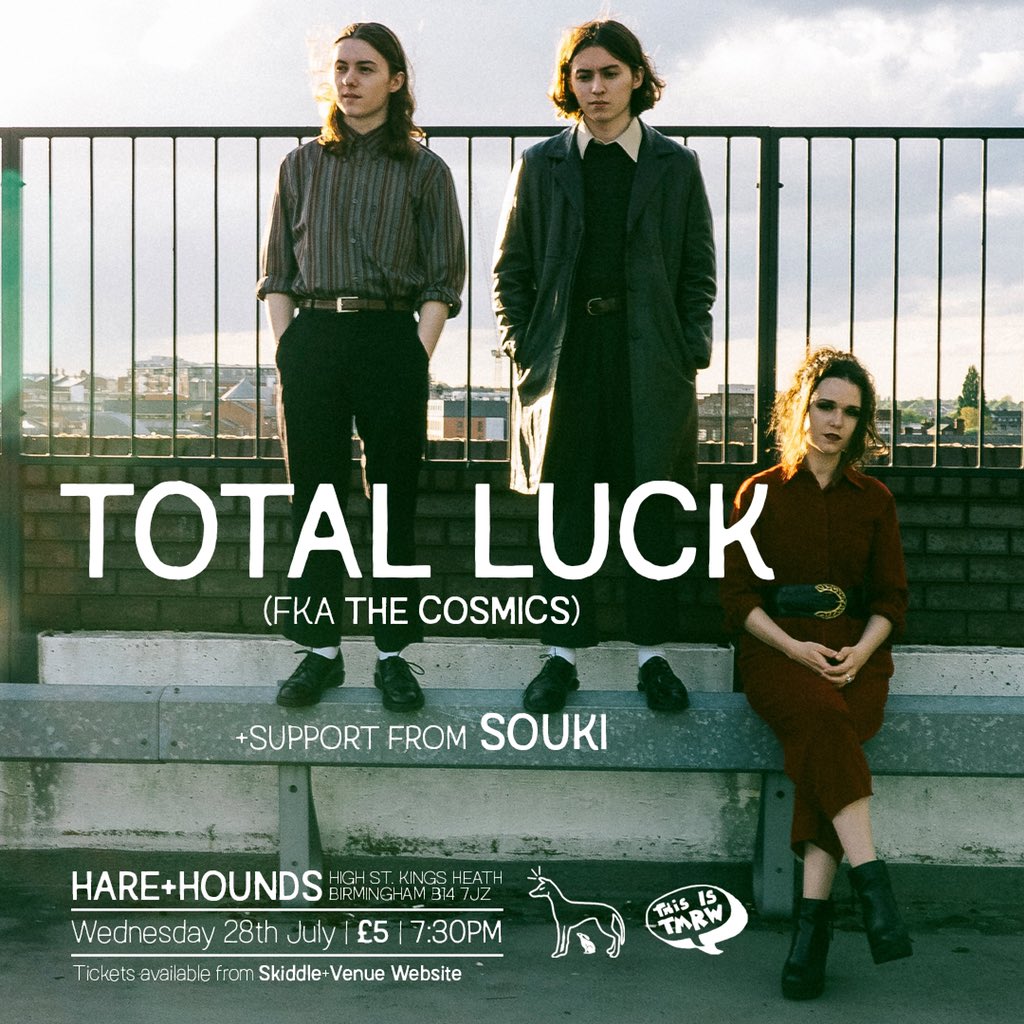 Hello, we are Total Luck.

From this point on, our journey as The Cosmics has come to an end. Thank you to everybody that has supported The Cosmics’ music over the years - we hope you like Total Luck’s just as much. 1/3